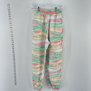 Adidas Pink Yellow Green Polyester Athletic Windbreaker Pants Women XS